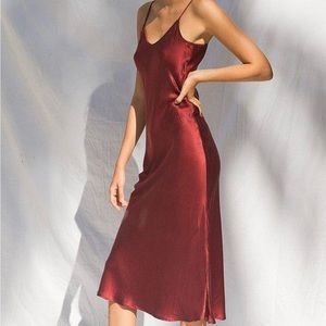 Silk Laundry Plum Silk midi dress